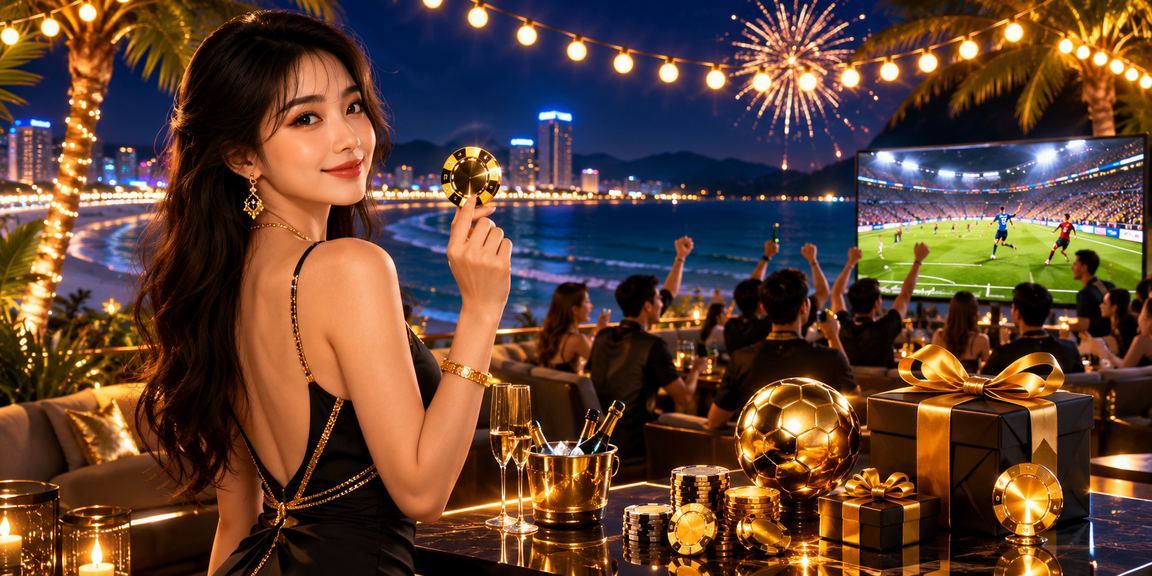 Người đặt cược trực tuyến tại bãi biển Đà Nẵng buổi chiều tà với điện thoại