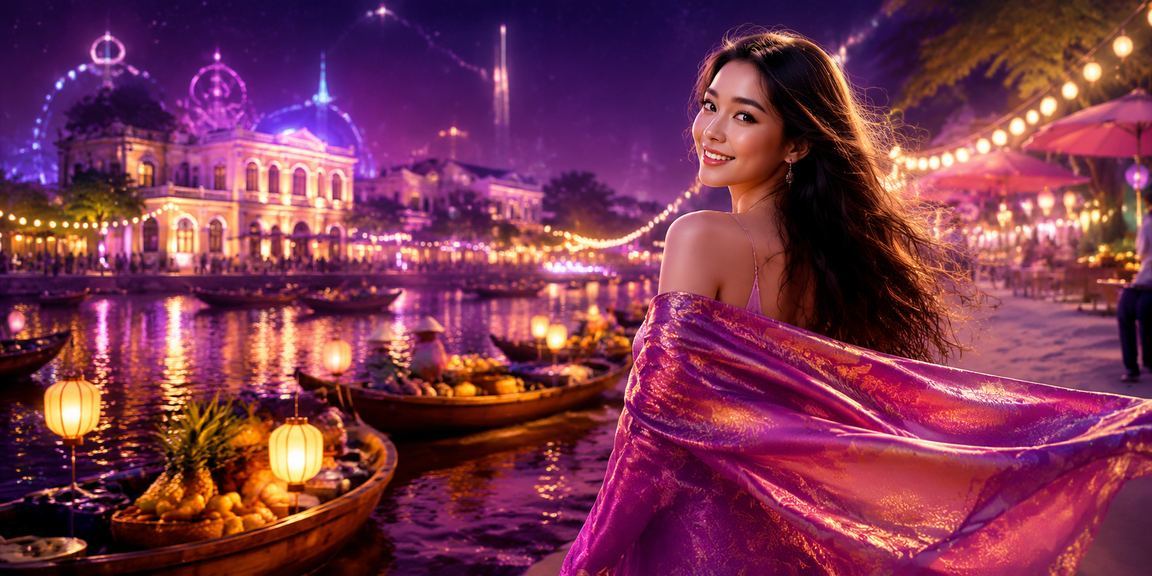 Bầu không khí casino cao cấp về đêm tại Hà Nội với ánh đèn neon rực rỡ